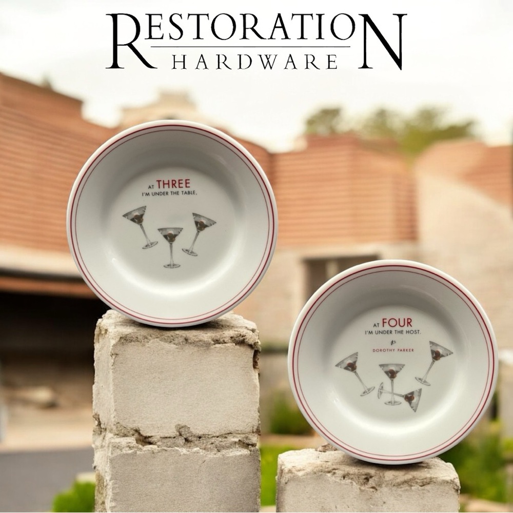 RESTORATION HARDWARE PLATES WITH QUOTES FROM DOROTHY PARKER